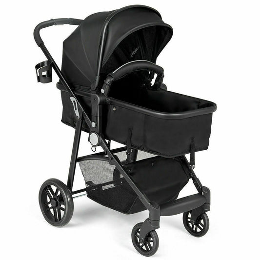 2 In1 Foldable Baby Stroller Kids Travel Newborn Infant Buggy Pushchair-Black