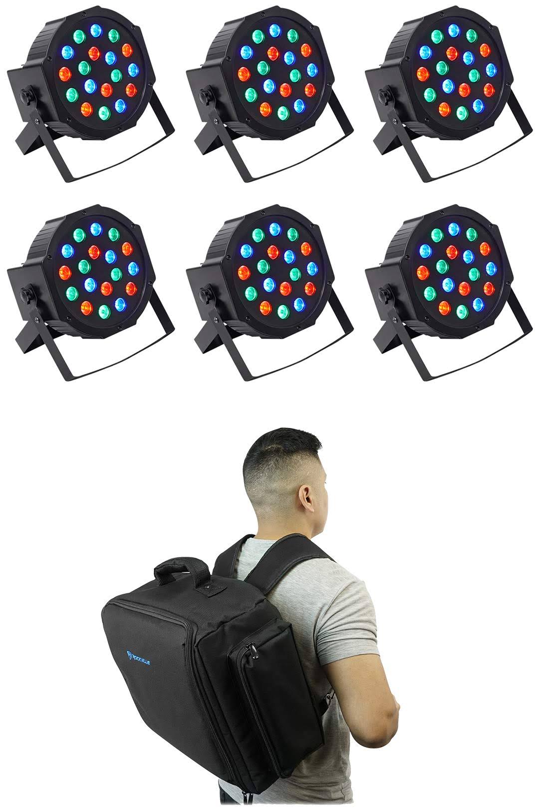 (8) Rockville Rockpar50 Led Rgb Compact Par Can Dj/Club Dmx Wash Lights