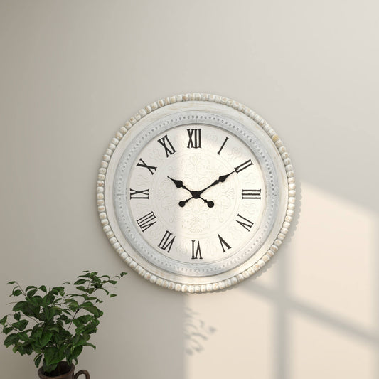 22-Inch Round White Wood Wall Clock