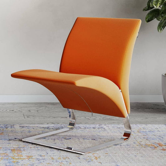 Zuri Furniture Modern Bouncee Chair - Orange Cashmere With Polished Chrome Base