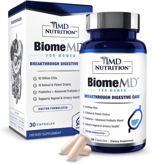 1md Nutrition Biomemd Probiotics For Women - 62 Billion Cfus 16 Strains With Prebiotics | Supports Vaginal & Urinary Health - Doctor-Formulated | 30